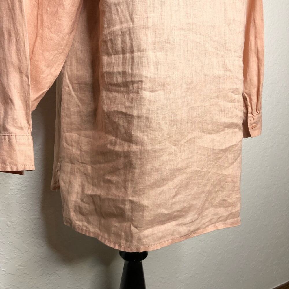 Garnet Hill light orange linen button down tunic top size Petite Large PL - Picture 11 of 14